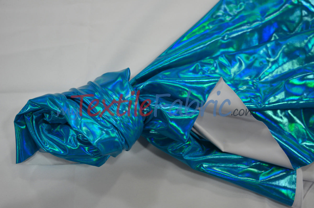 Hologram Foil Spandex Lame Fabric - Rainbow Stretch Metallic, 58/60" Width (1 Yard)
