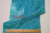 Holographic Mini Square Sequins Mesh Fabric - Holographic Mini Square Sequins, 45" Width (By The Yard)