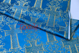 Religious Cross Brocade 100 Percent Polyester Fabric - Elegant Cross Motif, 60" Width (1 Yard)