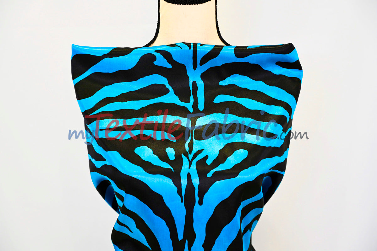 Zebra Charmeuse Satin Fabric - Zebra Print, 58/60" Width, Multiple Colors (1 Yard)