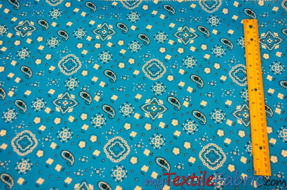 Bandana Cotton Print Polyester Cotton Broadcloth Fabric - Multiple Colors, 58/60" Width (1 Yard)