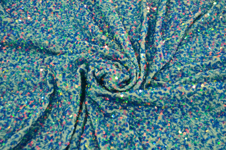Sequins Stretch Velvet Polyester Spandex Fabric - Sequins On Plush Velvet, Multiple Colors, 60" Width (By The Yard)
