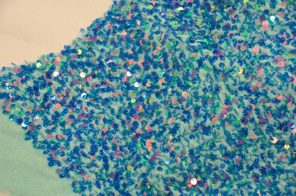 Sequins Stretch Velvet Polyester Spandex Fabric - Sequins On Plush Velvet, Multiple Colors, 60" Width (By The Yard)