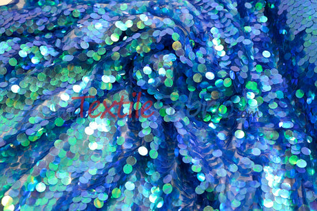 Fish Scale Paillette Sequins Polyester Fabric - 9Mm Sequins, 54" Width, Multiple Colors (1 Yard)