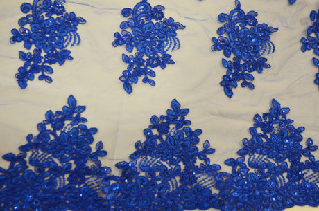 Camilla Embroidery Polyester Fabric - Flower Embroidery With Sequins, Sheer Bridal Lace, 52" Width (1 Yard)