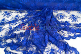 Chantilly Lace Polyester Fabric - Floral Embroidery, Sheer Mesh, 52" Width (1 Yard)
