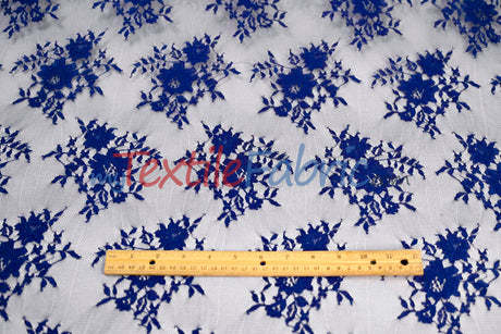 Chantilly Lace Polyester Fabric - Floral Embroidery, Sheer Mesh, 52" Width (1 Yard)