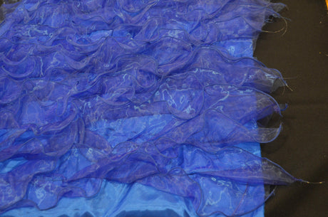 Organza Ruffled Taffeta Polyester Fabric - Layered Horizontal Ruffles, 57" Width, Multiple Colors (1 Yard)