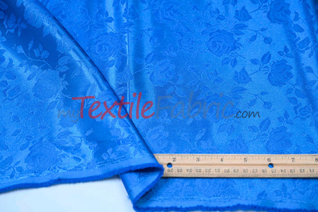 Satin Flower Brocade Polyester Fabric - Tone On Tone Embossed Floral, 58/60" Width (1 Yard)