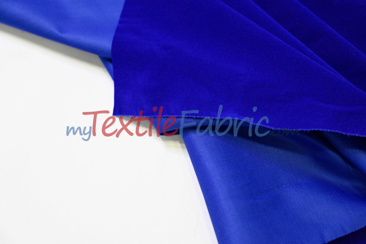 Scuba Flocking Velvet Fabric - Red, Flag Green, Hunter Green, Royal Blue, Black, 60" Width (1 Yard)