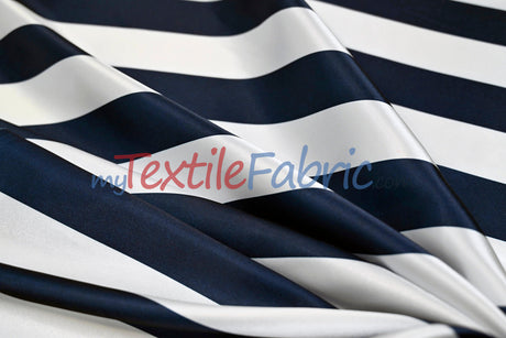 Stripe Satin Charmeuse Polyester Fabric - 2" Stripe, Multiple Colors, 58/60" Width (1 Yard)