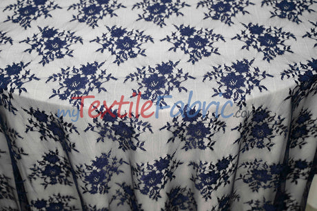 Chantilly Lace Polyester Fabric - Floral Embroidery, Sheer Mesh, 52" Width (1 Yard)