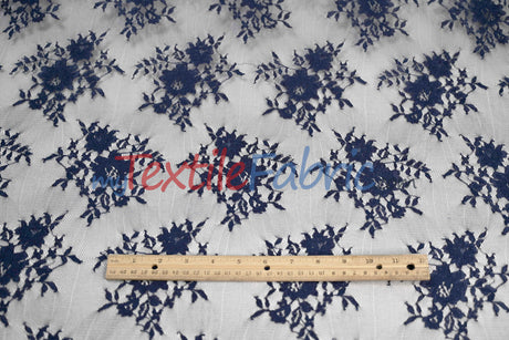 Chantilly Lace Polyester Fabric - Floral Embroidery, Sheer Mesh, 52" Width (1 Yard)