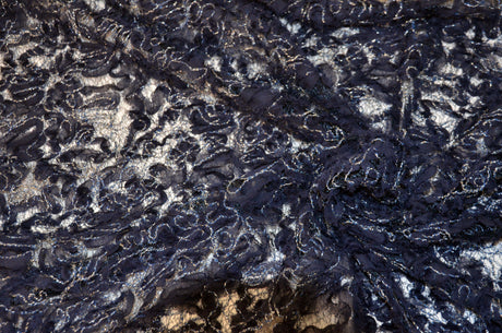 Enchanted Sheer Polyester Fabric - Metallic Floral Embroidery, 52" Width (1 Yard)