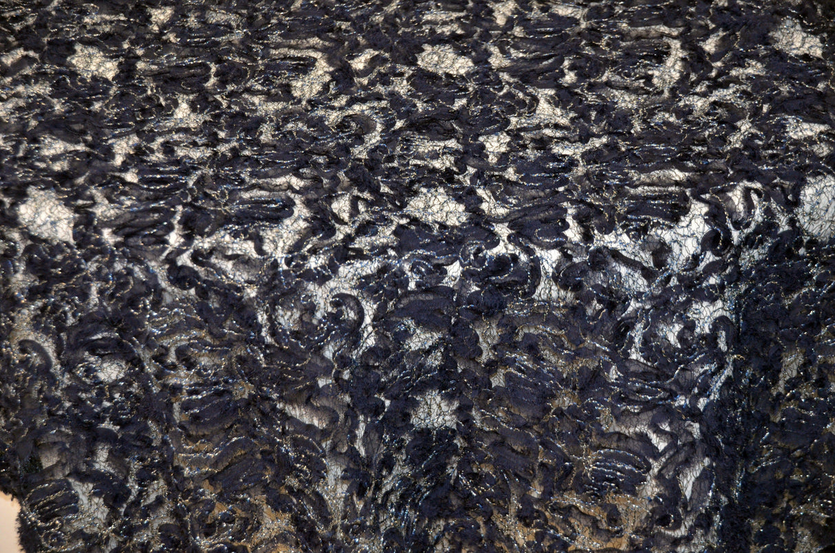 Enchanted Sheer Polyester Fabric - Metallic Floral Embroidery, 52" Width (1 Yard)