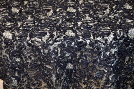 Enchanted Sheer Polyester Fabric - Metallic Floral Embroidery, 52" Width (1 Yard)