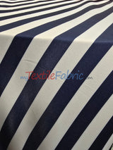 1 Inch Stripe Satin Print Lamour Satin Fabric - Black White 1 Inch Stripe, 58/60" Width (1 Yard)