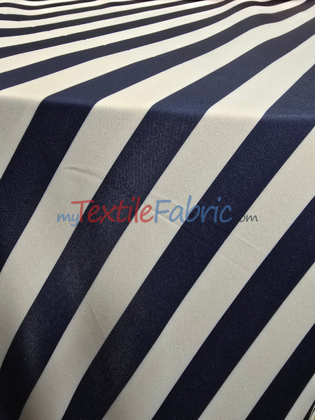 1 Inch Stripe Satin Print Lamour Satin Fabric - Black White 1 Inch Stripe, 58/60" Width (1 Yard)