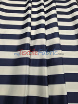 1 Inch Stripe Satin Print Lamour Satin Fabric - Black White 1 Inch Stripe, 58/60" Width (1 Yard)