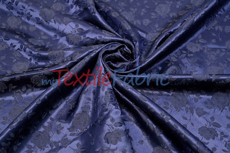 Satin Jacquard Satin Flower Brocade Polyester Fabric - Tone On Tone Floral Brocade, 60" Wide (65 Yards)