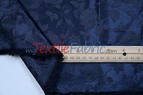 Satin Flower Brocade Polyester Fabric - Tone On Tone Embossed Floral, 58/60" Width (1 Yard)