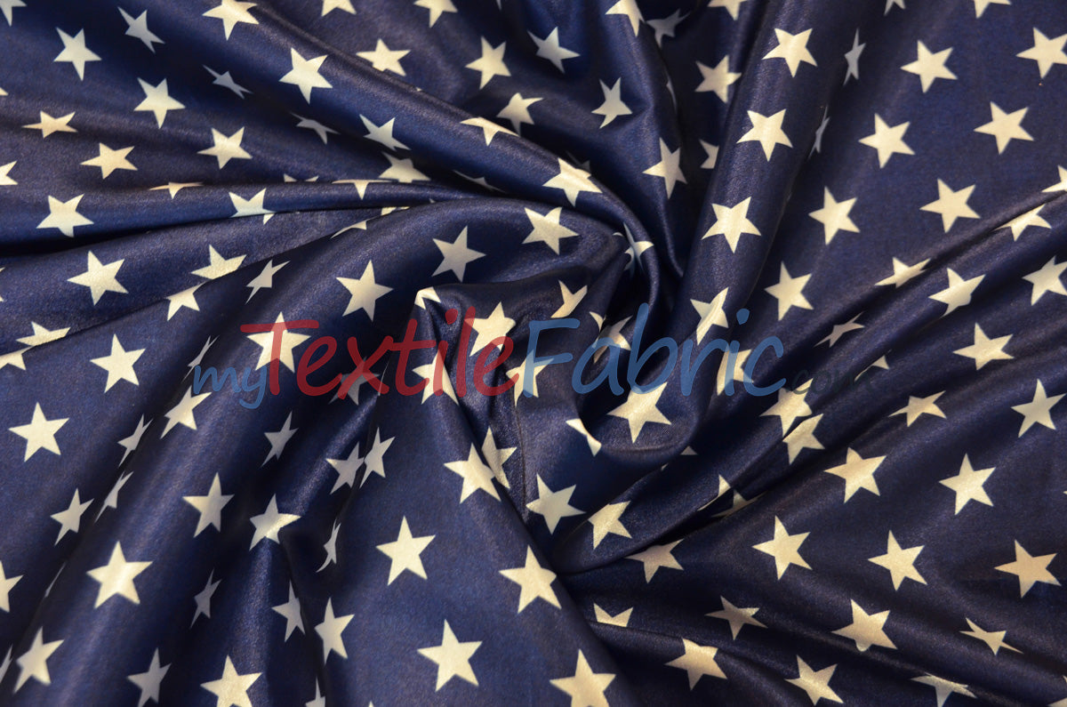 American Star Satin Polyester Fabric - American Flag Print, Red, Navy Blue, And Blue, 58/60" Width (1 Yard)