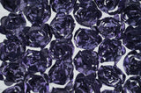 Rosette Satin Bordeaux Polyester Fabric - 3D Floral Satin Embroidered On A Mesh, Bordeaux, 52" Width (1 Yard)