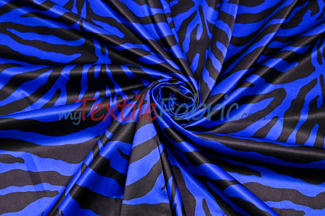 Zebra Charmeuse Satin Fabric - Zebra Print, 58/60" Width, Multiple Colors (1 Yard)
