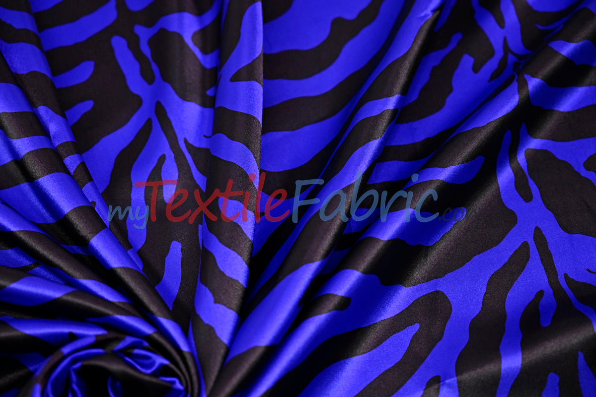 Zebra Charmeuse Satin Fabric - Zebra Print, 58/60" Width, Multiple Colors (1 Yard)