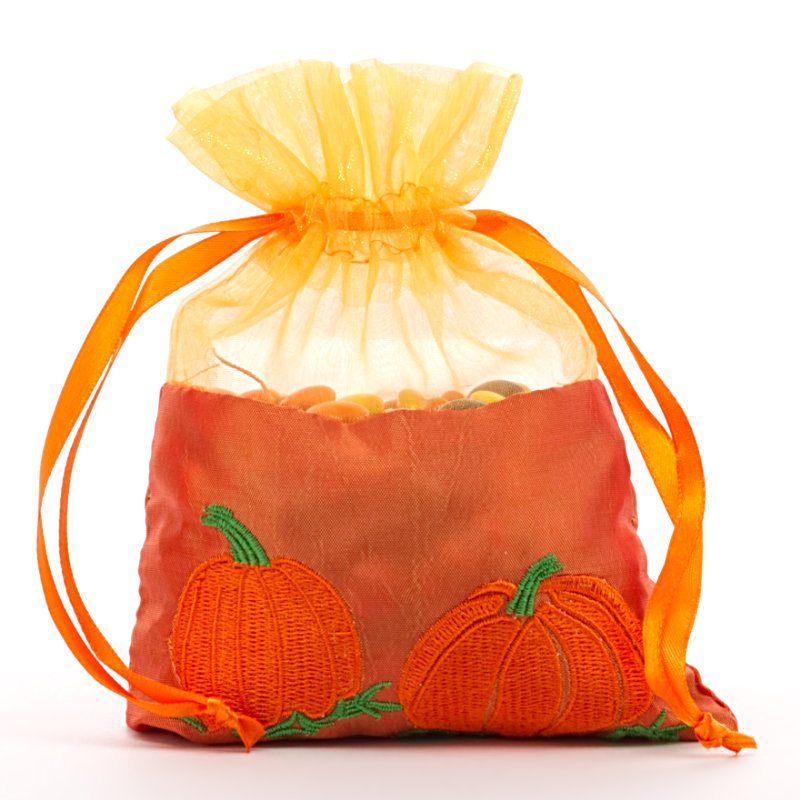 Pumpkin Taffeta Bags 5 '' x 6 1/2 '' Pumpkin Sheer Color 6 EACH / PACKAGE