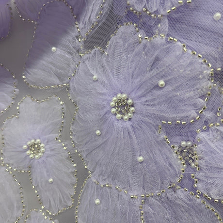 Beaded 3D Floral Lace Fabric
