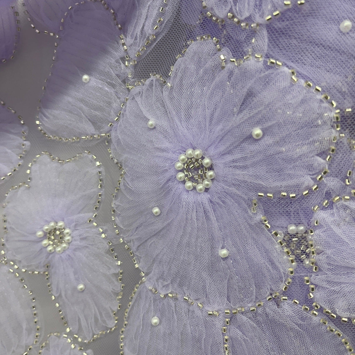 Beaded 3D Floral Lace Fabric 52" Wide
