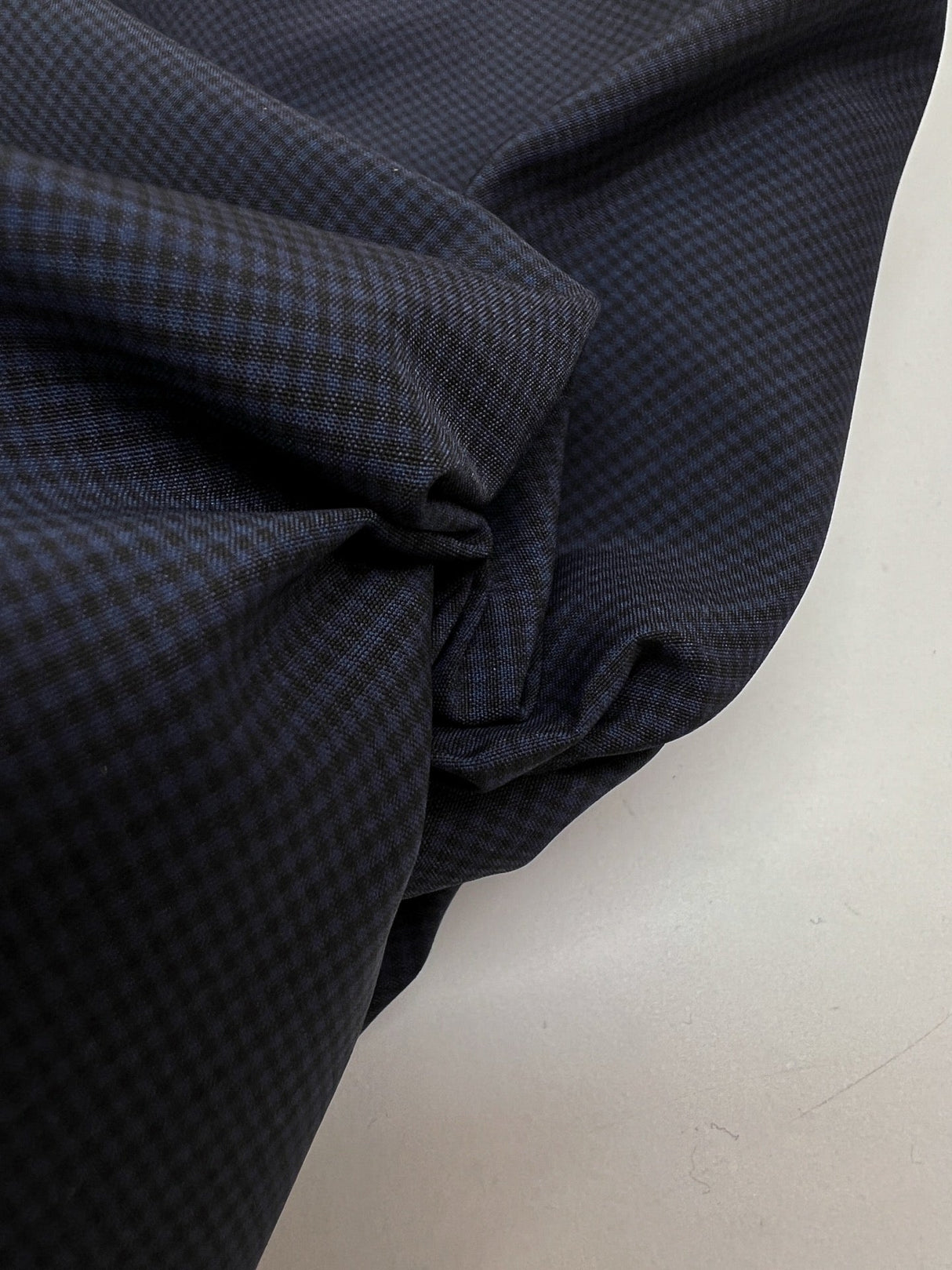 Virgin Wool Checked Suiting Fabric Blue-Black