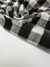 Cotton Polyester Checked Fabric Black White