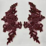 1 Yard Crystal Rhinestone Applique Embroidered on 100% Polyester, Approximately 12" x 5" Each Side