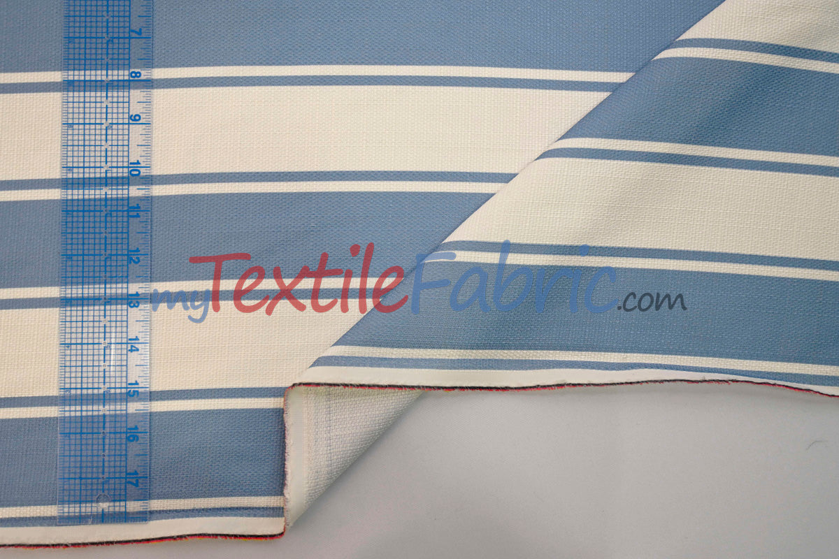 Rustic Linen Stripe Polyester Fabric - Yarn-Dyed Horizontal Stripes, 56/58" Width (1 Yard)