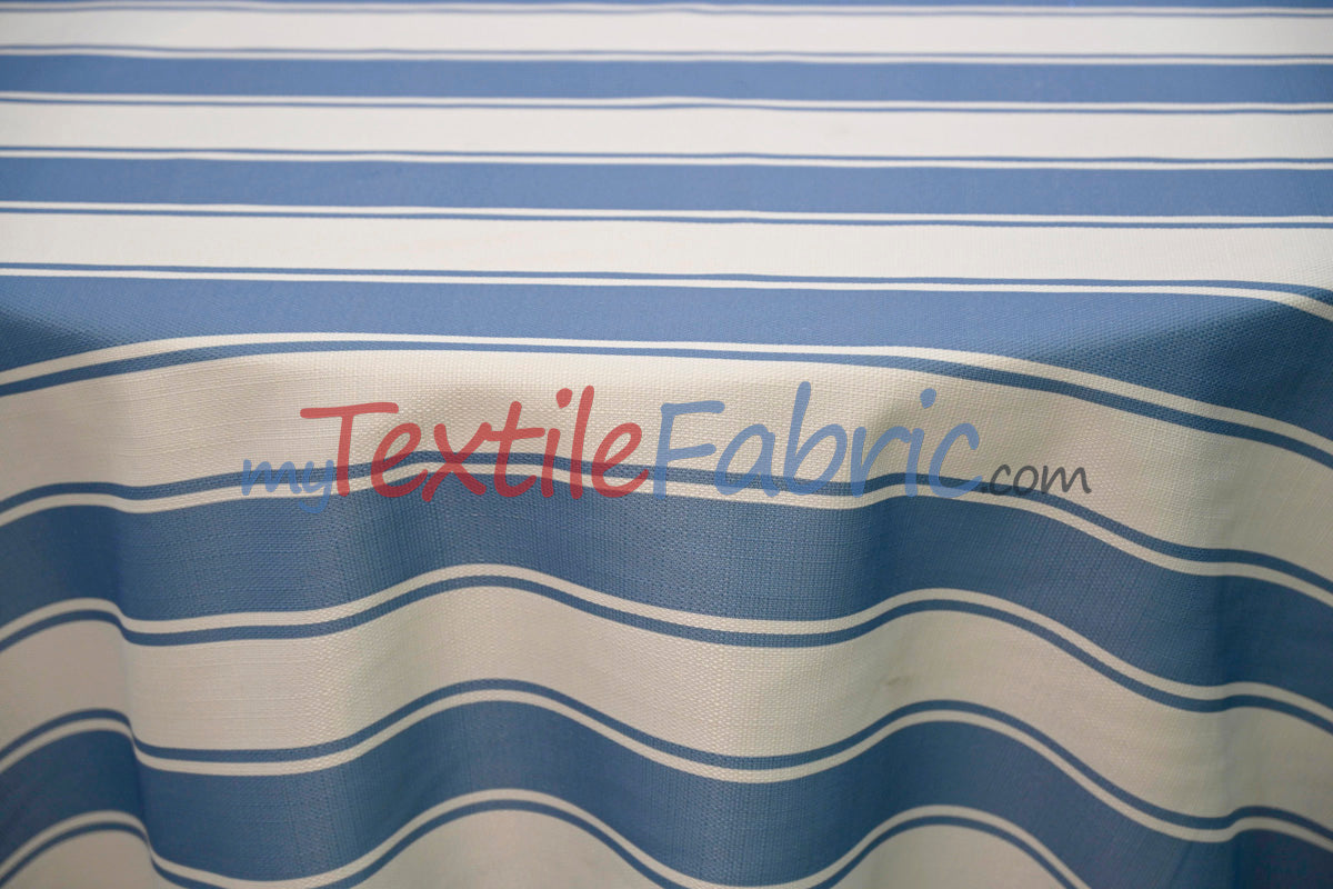 Rustic Linen Stripe Polyester Fabric - Yarn-Dyed Horizontal Stripes, 56/58" Width (1 Yard)