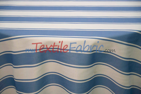 Rustic Linen Stripe Polyester Fabric - Yarn-Dyed Horizontal Stripes, 56/58" Width (1 Yard)