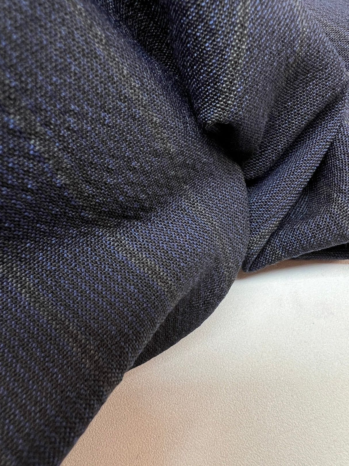 Italian Wool Blue Black Striped Fabric