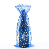 Star Print Organza Wine Bags 6 1/2 '' x 15 '' Royal Color 12 EACH / PACKAGE