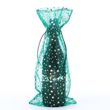 Star Print Organza Wine Bags 6 1/2 '' x 15 '' Hunter Color 12 EACH / PACKAGE
