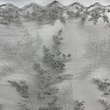 Beaded Floral Lace Fabric on Polyester Net Mesh