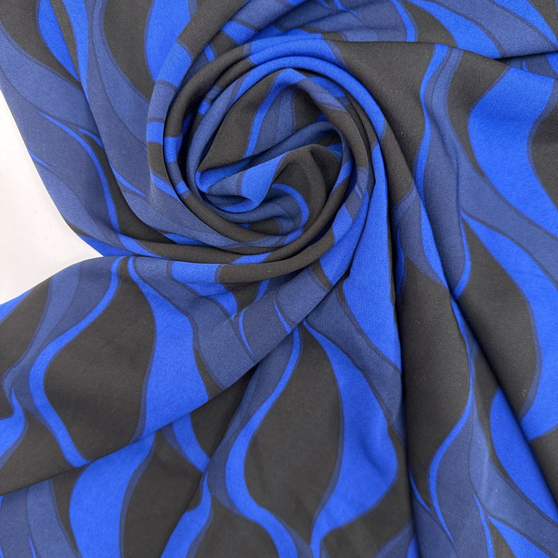 Polyester Twill Printed Blue Black