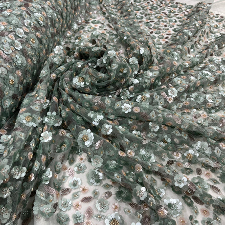 Beaded Sequined Lace Fabric