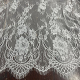 3 Yards Chantilly Embroidered Lace Fabric with Eyelash Scallop