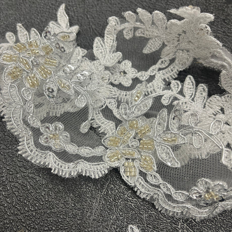 Beaded Corded Lace Trim 3" Wide