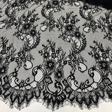 3 Yards Chantilly Embroidered Lace Fabric with Eyelash Scallop