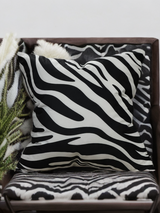 Viva020 Velvet Fabric - White Abstract Black Zebra Design, 20" X 20" (1 Piece)