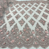 Beaded 3D Floral Lace Mesh
