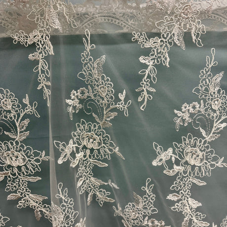 Embroidered Mesh Corded Bridal Lace